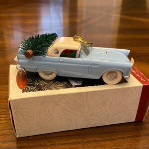 Vintage Hallmark 1956 Ford Thunderbird Ornament - Light Blue, White Top